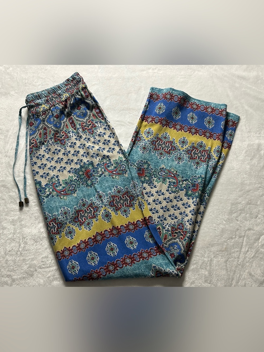 Artisan NY Multicolored Boho Print Wide Leg Lightweight Rayon Pants Size Small